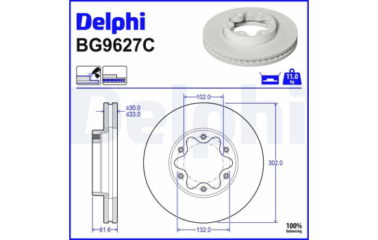 Brake disc BG9627C Delphi