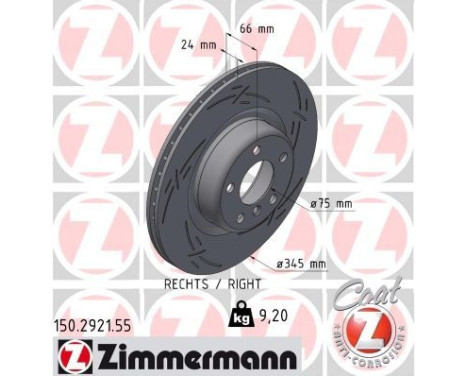 Brake disc BLACK Z 150.2921.55 Zimmermann