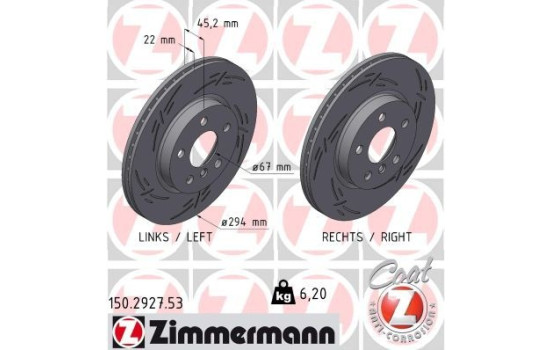 Brake disc BLACK Z 150.2927.53 Zimmermann