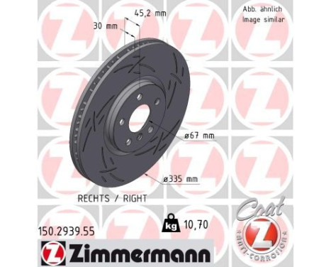 Brake disc BLACK Z 150.2939.55 Zimmermann