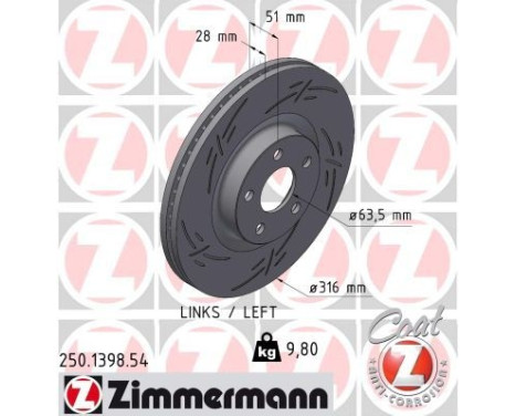 Brake disc BLACK Z 250.1398.54 Zimmermann