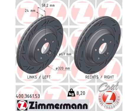 Brake disc BLACK Z 400.3661.53 Zimmermann