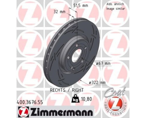 Brake disc BLACK Z 400.3676.55 Zimmermann