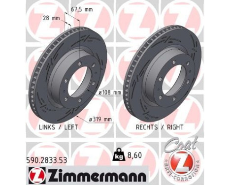 Brake disc BLACK Z 590.2833.53 Zimmermann
