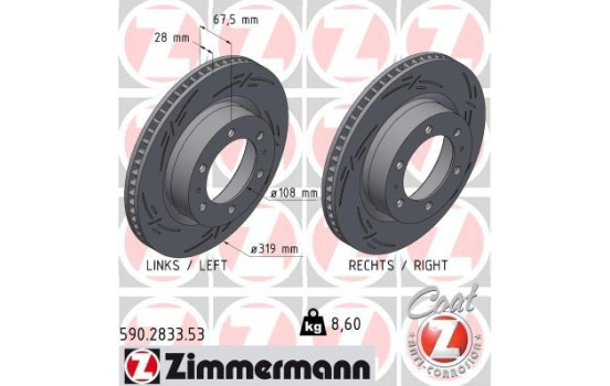 Brake disc BLACK Z 590.2833.53 Zimmermann