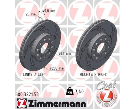 Brake disc BLACK Z 600.3221.53 Zimmermann