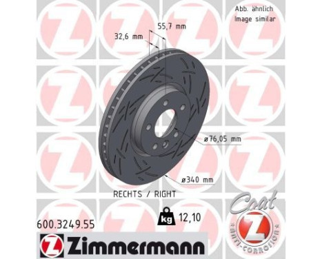 Brake disc BLACK Z 600.3249.55 Zimmermann