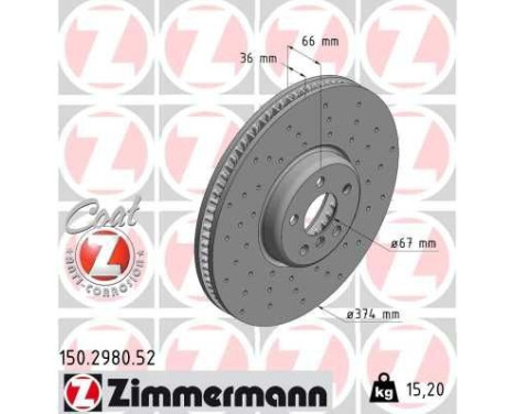 Brake disc BMW (non compound disc) LEFT Coat Z 150.2980.52 Zimmermann