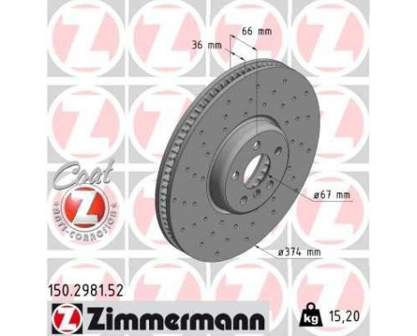 Brake disc BMW (non compound disc) RIGHT Coat Z 150.2981.52 Zimmermann