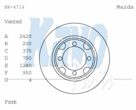 Brake Disc BR-4714-C Kavo parts, Image 2