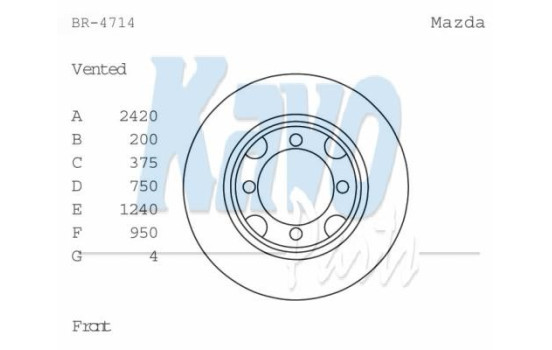 Brake Disc BR-4714-C Kavo parts, Image 2