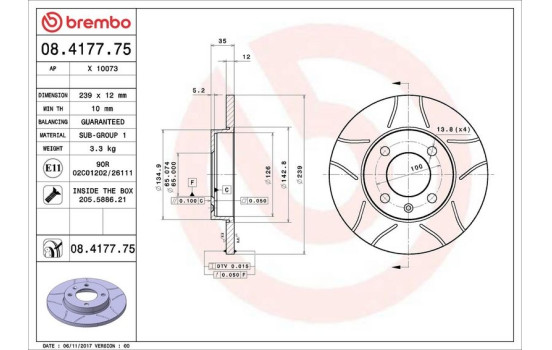 Brake Disc BREMBO MAX LINE 08.4177.75, Image 4