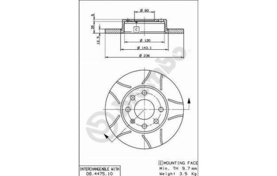Brake Disc BREMBO MAX LINE 08.4475.75, Image 2