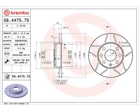 Brake Disc BREMBO MAX LINE 08.4475.75, Image 4
