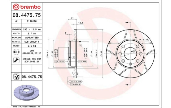 Brake Disc BREMBO MAX LINE 08.4475.75, Image 4