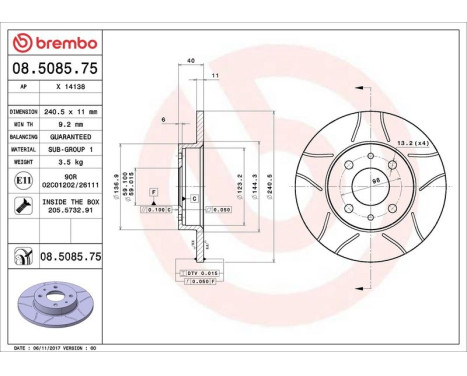 Brake Disc BREMBO MAX LINE 08.5085.75, Image 3