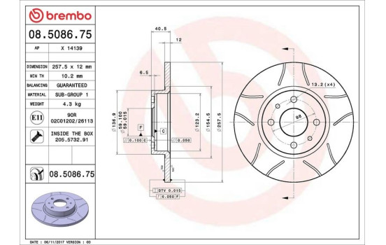 Brake Disc BREMBO MAX LINE 08.5086.75, Image 3