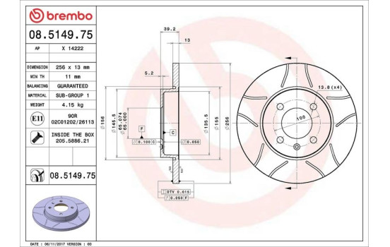 Brake Disc BREMBO MAX LINE 08.5149.75, Image 3