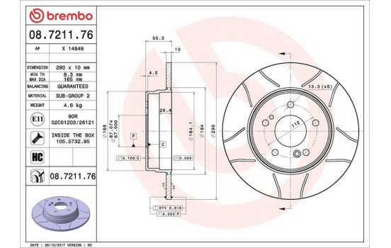 Brake Disc BREMBO MAX LINE 08.7211.76, Image 4