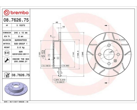 Brake Disc BREMBO MAX LINE 08.7626.75, Image 4