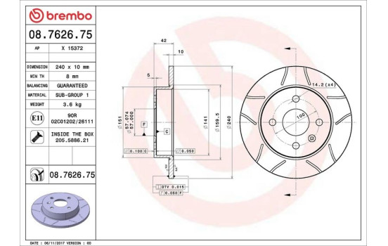 Brake Disc BREMBO MAX LINE 08.7626.75, Image 4