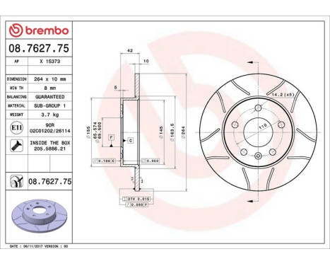 Brake Disc BREMBO MAX LINE 08.7627.75, Image 4