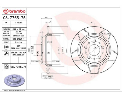 Brake Disc BREMBO MAX LINE 08.7765.75, Image 4