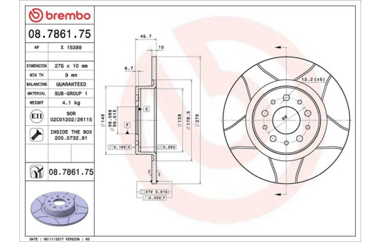 Brake Disc BREMBO MAX LINE 08.7861.75, Image 3