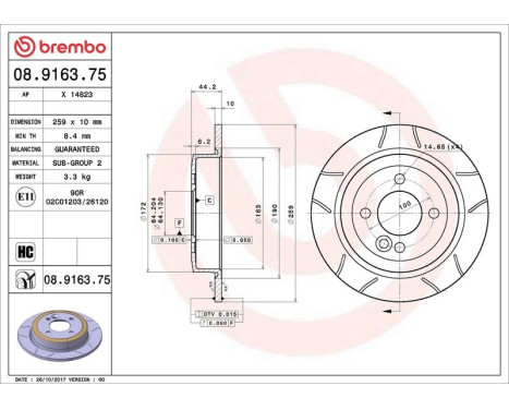 Brake Disc BREMBO MAX LINE 08.9163.75, Image 3