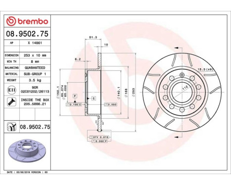 Brake Disc BREMBO MAX LINE 08.9502.75, Image 2