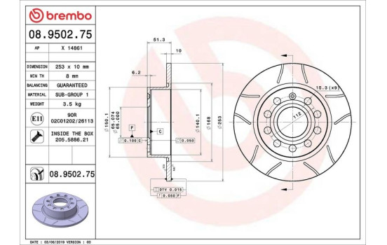 Brake Disc BREMBO MAX LINE 08.9502.75, Image 2