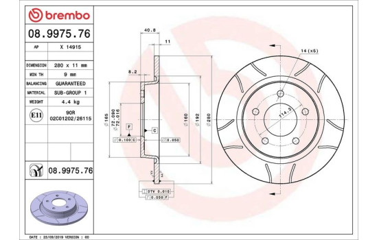 Brake Disc BREMBO MAX LINE 08.9975.76, Image 2