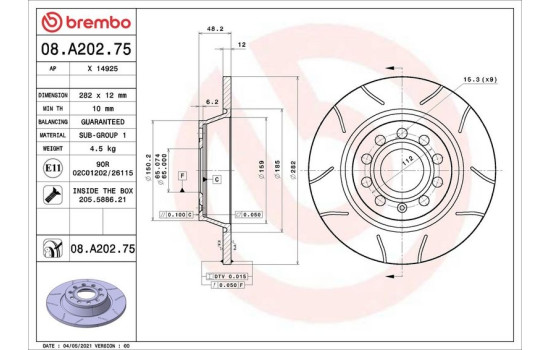 Brake Disc BREMBO MAX LINE 08.A202.75