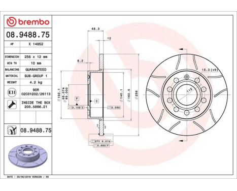 Brake Disc BREMBO MAX LINE 08948875, Image 2