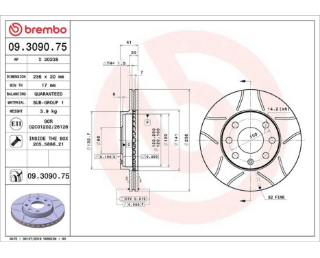 Brake Disc BREMBO MAX LINE 09.3090.75, Image 4