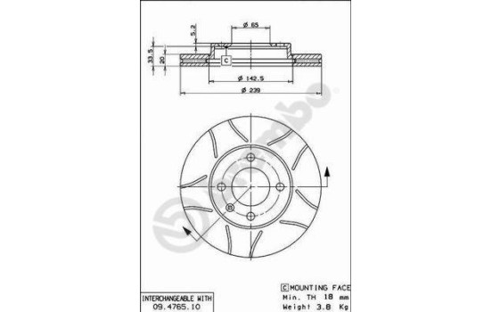 Brake Disc BREMBO MAX LINE 09.4765.75, Image 2