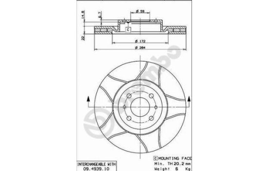 Brake Disc BREMBO MAX LINE 09.4939.75, Image 2