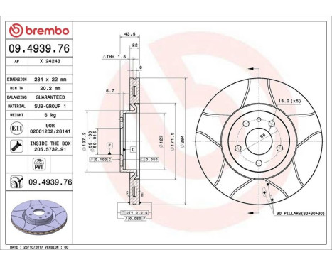 Brake Disc BREMBO MAX LINE 09.4939.76, Image 4
