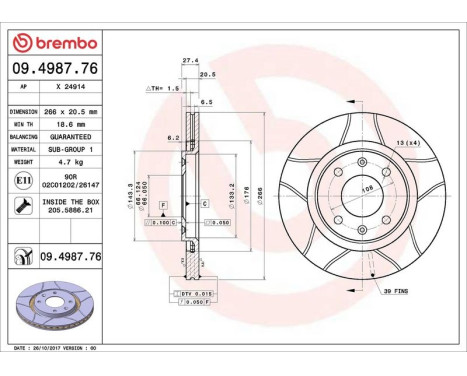 Brake Disc BREMBO MAX LINE 09.4987.76, Image 4