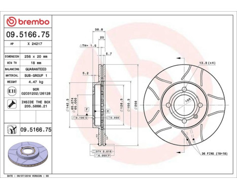 Brake Disc BREMBO MAX LINE 09.5166.75, Image 4
