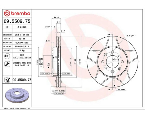 Brake Disc BREMBO MAX LINE 09.5509.75, Image 4
