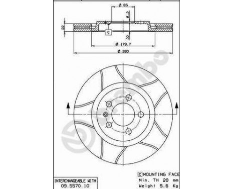 Brake Disc BREMBO MAX LINE 09.5570.75, Image 3