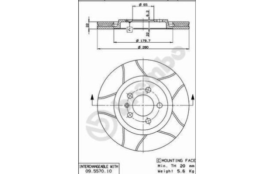 Brake Disc BREMBO MAX LINE 09.5570.75, Image 2