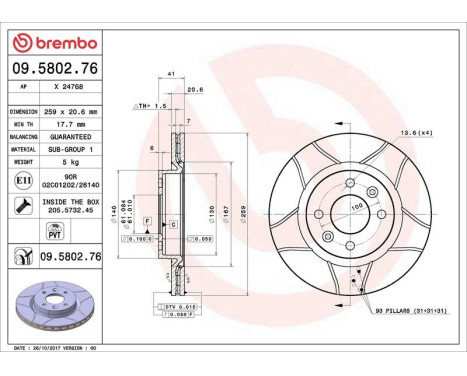 Brake Disc BREMBO MAX LINE 09.5802.76, Image 4