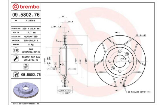 Brake Disc BREMBO MAX LINE 09.5802.76, Image 4