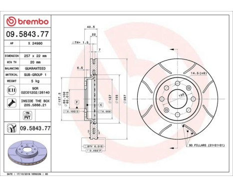 Brake Disc BREMBO MAX LINE 09.5843.77, Image 2
