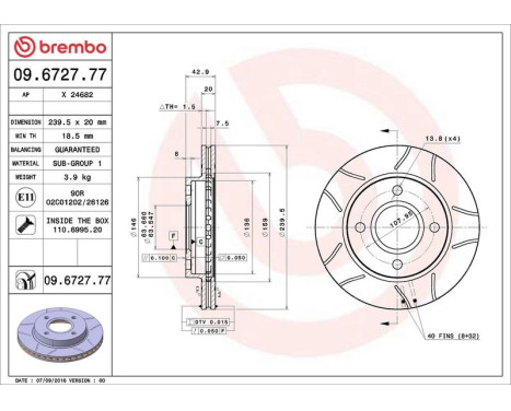 Brake Disc BREMBO MAX LINE 09.6727.77, Image 4