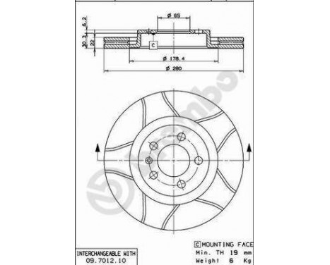 Brake Disc BREMBO MAX LINE 09.7012.75, Image 4