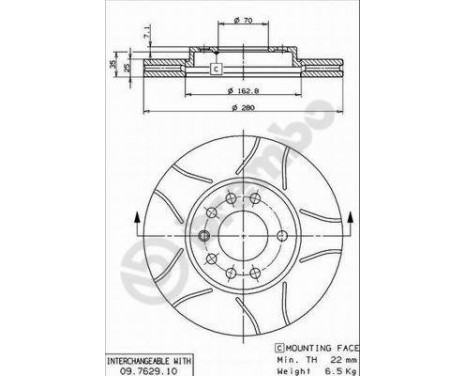 Brake Disc BREMBO MAX LINE 09.7629.75, Image 2