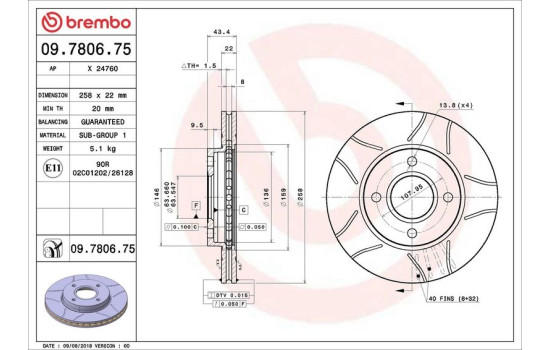 Brake Disc BREMBO MAX LINE 09.7806.75, Image 4
